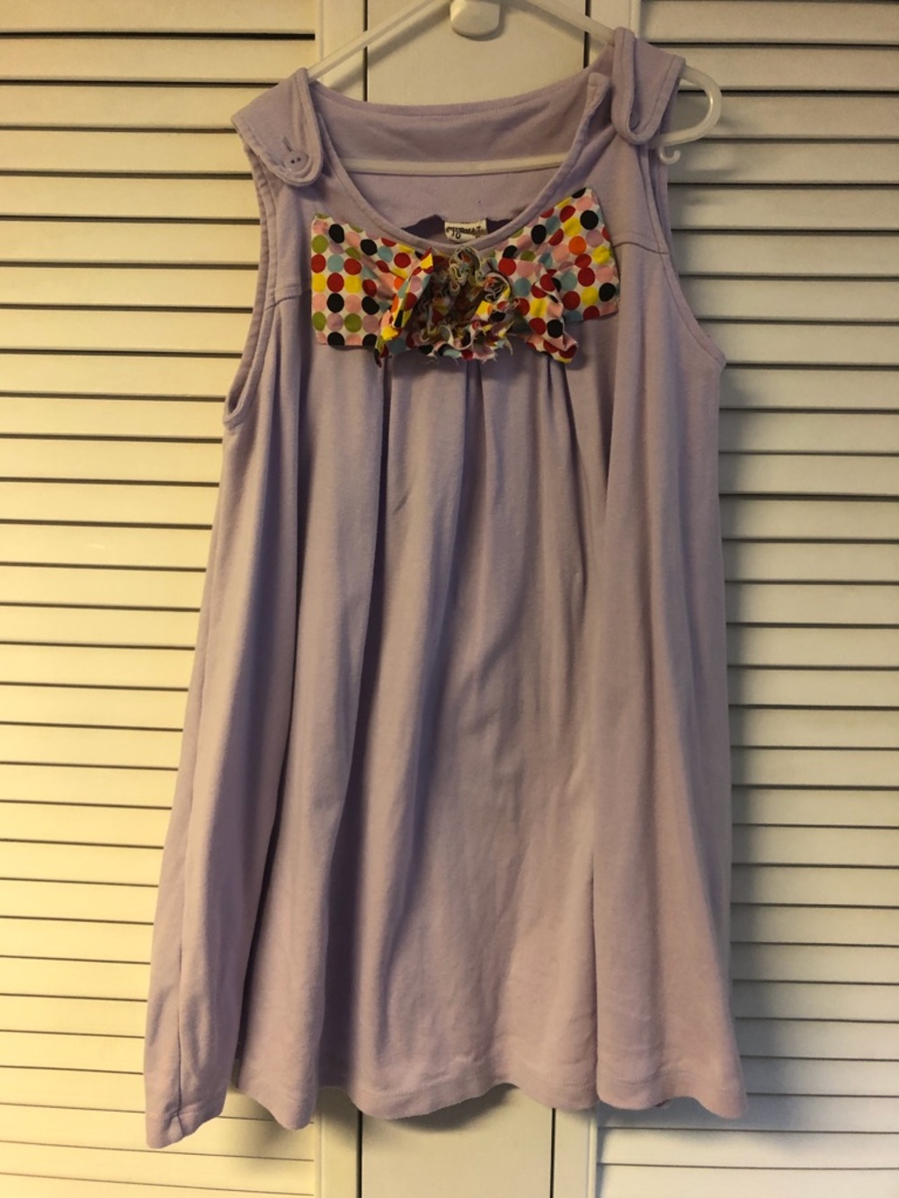 Cheval Lilac Girls' size 10 Sleeveless Dress with Polka Dot Bow
